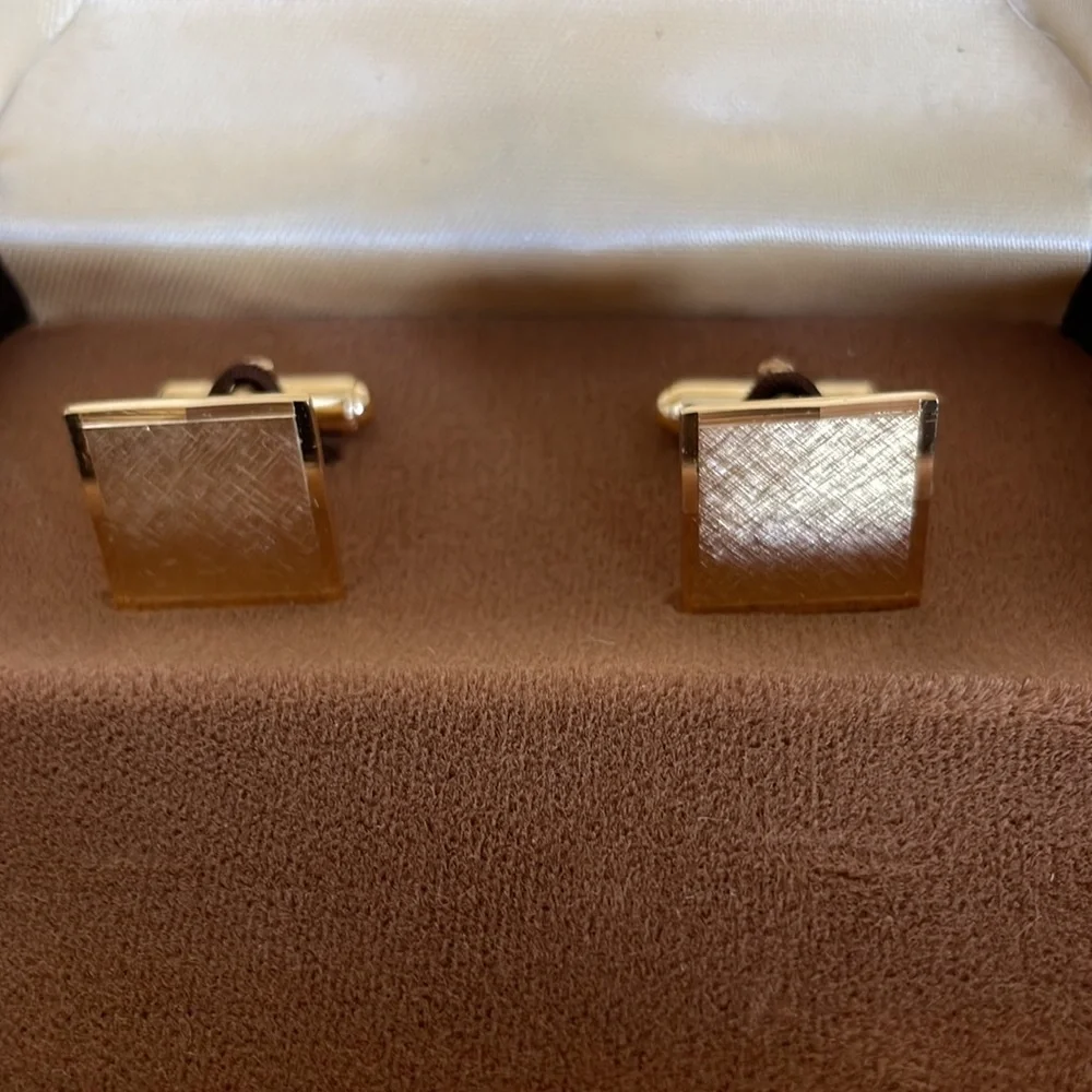Dante Golden Square Cufflinks In Original Box